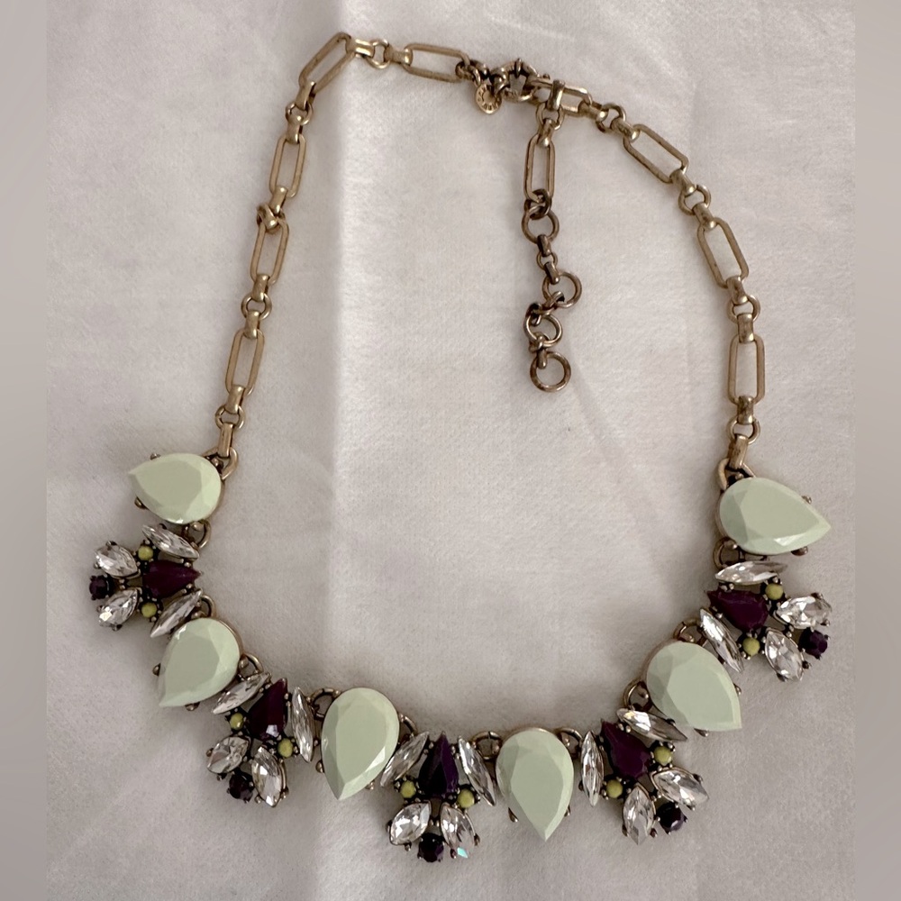 J crew Elegant Gold and Purple Statement Necklace